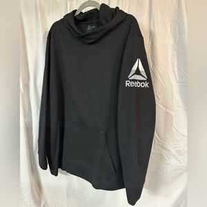 Reebok Men's Black Hoodie with White Sleeve Logo